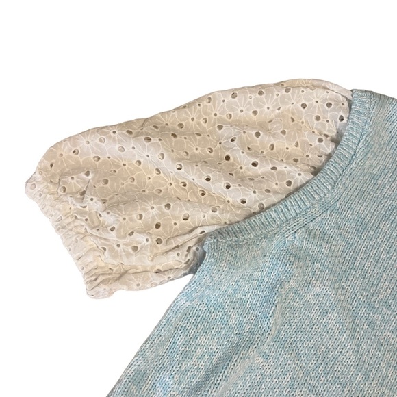 NWT Crown & Ivy knit sweater vest shirt w/ attached eyelet lace puff sleeves Sm - Picture 4 of 6